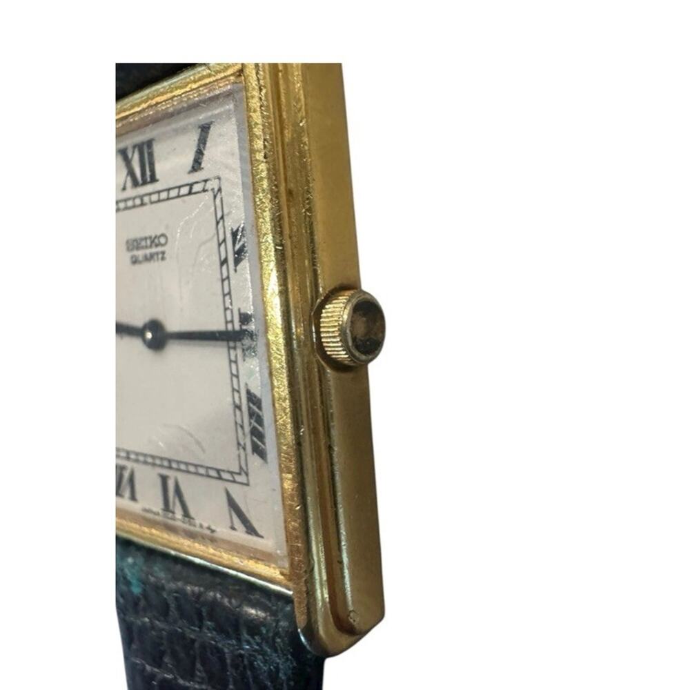 CCLASSIC SEIKO ROMAN NUMBER BLACK LEATHER STRAP LADIES WATCH * WORKING - Picture 5 of 10